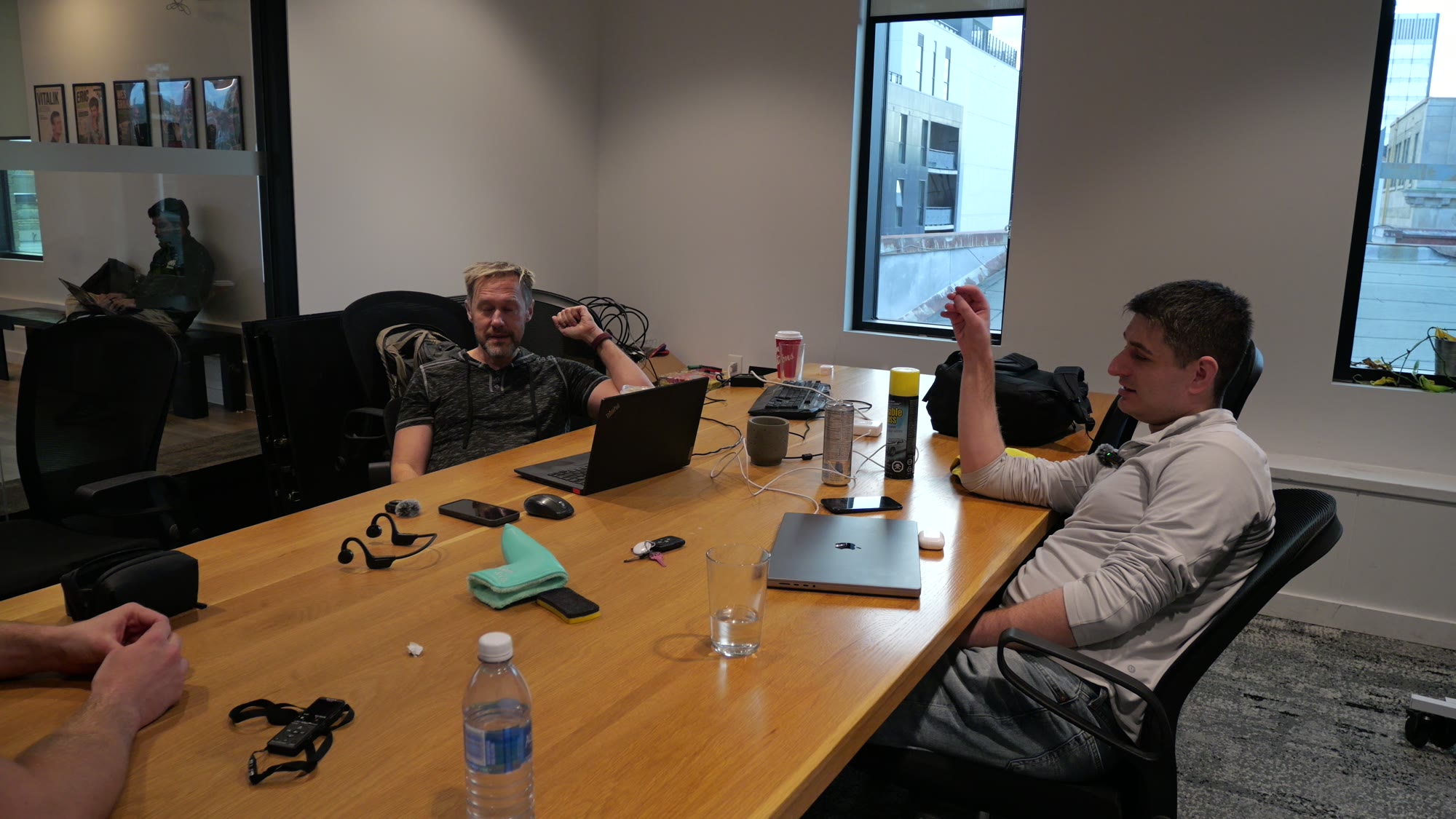 Steve and Noah at the table during the interview